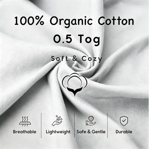 Miniatura 3 de Saco de dormir 100% algodón orgánico para bebé 0.5 TOG saco de dormir sin mangas para bebé de 12 a 18 meses, manta para envolver al bebé, cremallera