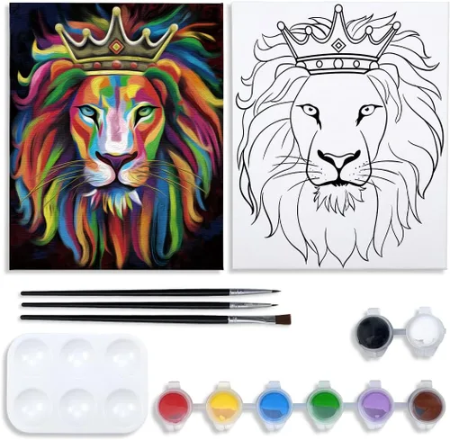 Kit de pintura de lienzo predibujado para pintura para adultos, kits de fiesta, pintura y sorbos, suministros de fiesta, lienzo de 8 x 10 pulgadas,