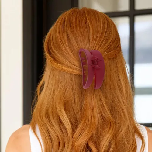 Miniatura 3 de Lurrose Pinza para el pelo para mujer, soporte para cola de caballo en forma de luna, pinzas curvadas huecas esmeriladas, pinzas para el pelo