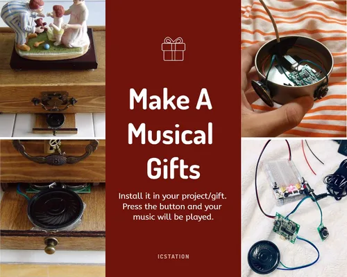 Miniatura 3 de Icstation, módulo de control de sonido con botón programable, bocina de 8m de memoria para tarjetas de saludo/regalo musicales