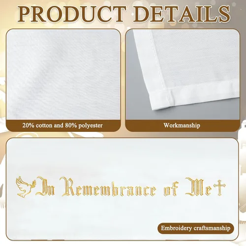 Miniatura 3 de VitalCozy Gran en Recuerdo de Mí Frontal de Altar 88.2x52pulg Cubierta de Paño de Mesa de Comunión Blanca Rectangular Paños de Mesa de Comunión
