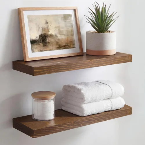 Miniatura 71 de Homeforia Estante flotante blanco de 48 pulgadas, estantes flotantes de madera maciza de alta gama de 48 pulgadas de largo para montaje en pared