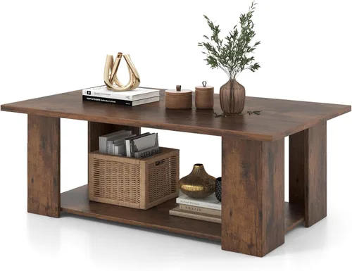 Miniatura 10 de GOFLAME Mesa auxiliar con almacenamiento, mesa central moderna para espacios pequeños, mesas de té decorativas para sala de estar, sala de Negro
