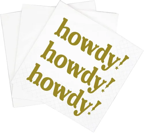 Miniatura 3 de SharkBliss Howdy - Servilletas de cóctel, paquete de 100 servilletas de papel Howdy para vaquera occidental disco Last Rodeo Nashville despedida