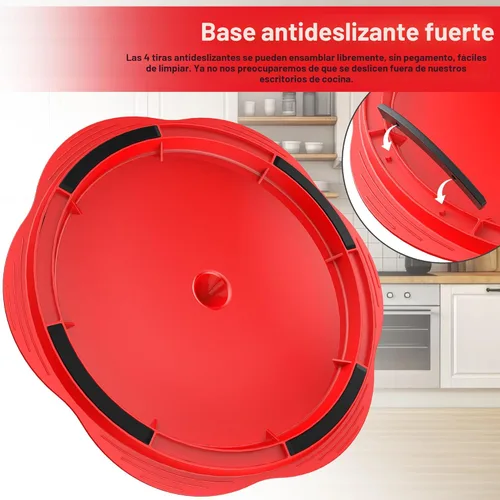 Miniatura 4 de SURETIVIAN Desmenuzadora de Pollo Desmenuzadora de Pechuga de Pollo Grande Herramienta Giratoria con Cepillo y Tenedor, Máquina Desmenuzadora de Rojo