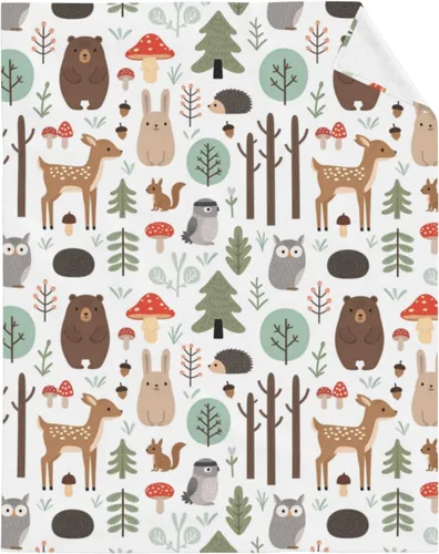 Miniatura 5 de Dujiea Manta de franela mullida de animales lindos de 40 x 50 pulgadas, manta súper suave y ligera para sofá, silla, acogedora manta de cama