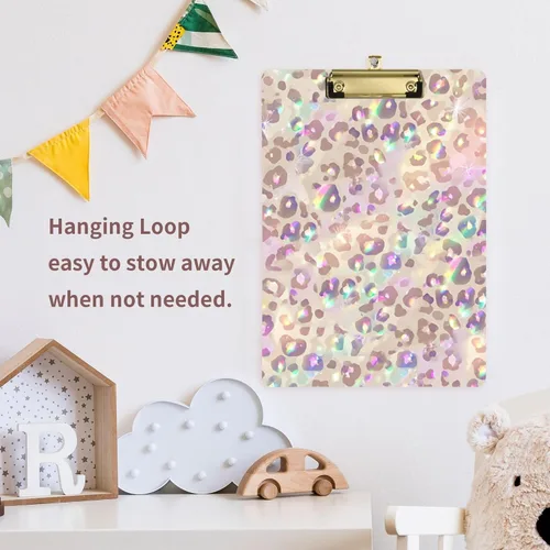 Miniatura 6 de Portapapeles de plástico con estampado de leopardo arcoíris, diseño de moda, tamaño carta, para estudiantes, niños, mujeres y hombres, tablero de A