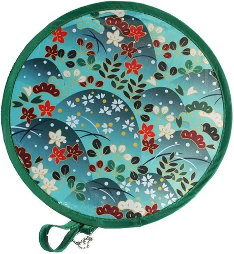 Miniatura 12 de MXY Ventilador plegable estilo japonés de verano redondo plegable de mano, hermoso patrón de decoración de festivales, boda, cumpleaños, decoración