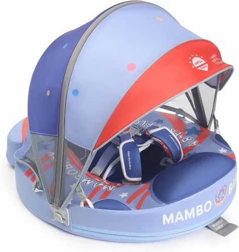 Miniatura 8 de GENTEACO Mambobaby Flotador de natación para bebé con toldo, flotador no inflable para piscina infantil con cola, de 3 a 24 meses, evita voltearse