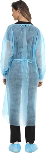 Miniatura 3 de Bata de aislamiento desechable de polipropileno, vestidos de laboratorio de punto, manga larga, paquete de 15