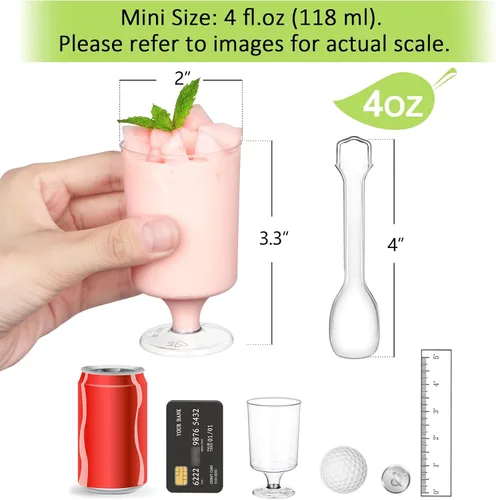 Miniatura 2 de Eupako Mini tazas de postre con cucharas de 4 onzas líquidas – Vasos de plástico transparente para parfait, taza pequeña redonda para aperitivos