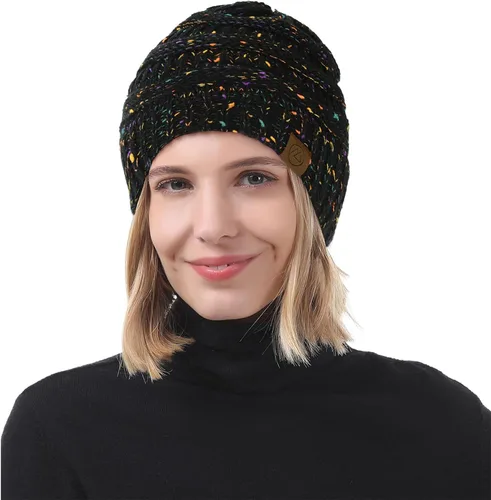 Miniatura 3 de American Trends Gorros de invierno para mujer, paquete de 4 gorros de punto grueso y holgado