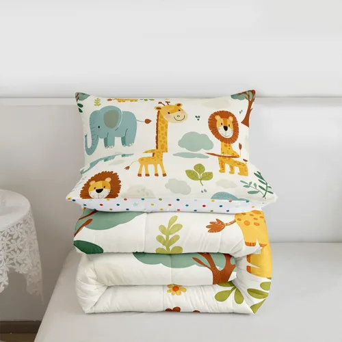 Miniatura 3 de Feelyou Juego de edredón de animales de la selva para todas las estaciones, juego de ropa de cama con 1 funda de almohada de microfibra de elefante