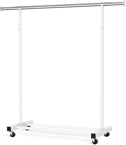 Miniatura 13 de VICERII Perchero de ropa resistente de 55.51 pulgadas con ruedas y estante inferior, perchero con ruedas y estante inferior, percheros de ropa