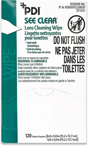Miniatura 4 de PDI See Clear Toallitas de limpieza de lentes, sin rayas y antiestáticas para gafas, anteojos, lupas y gafas de seguridad, 1 caja de 120 paquetes