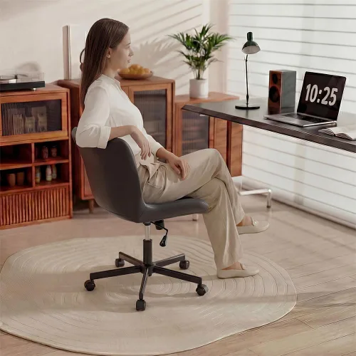 Miniatura 3 de Silla de Escritorio sin Brazos, Silla de Oficina para el Hogar Moderna sin Brazos, Silla de Computadora Ajustable en Altura y con Movimiento, Silla