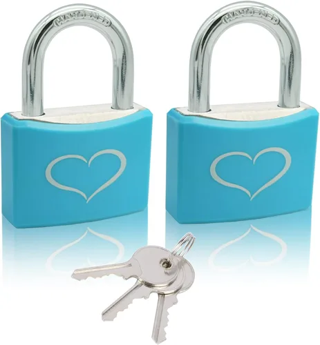 Miniatura 11 de Paquete de 2 candados con 3 llaves, cerradura de casillero con cuerpo de bloqueo de aluminio de 1-9/16 pulgadas (1.575 in) de ancho, candado