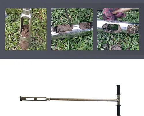 Miniatura 5 de INTBUYING Sonda de prueba de suelo de 40 pulgadas con eyector de muestra de 11.8 pulgadas y pedal de pie y mango de goma de 2 pulgadas de diámetro