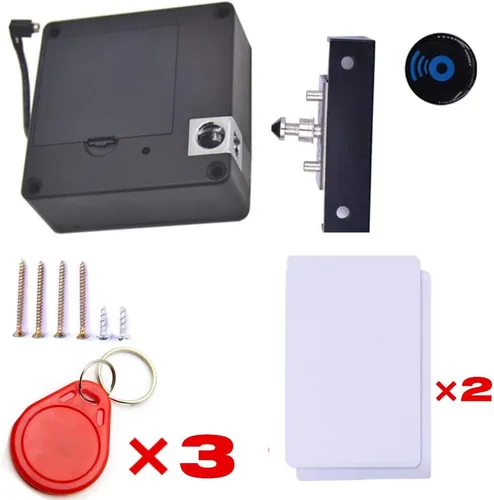 Miniatura 3 de Cerradura electrónica RFID para gabinete, oculta para cajón de madera, armario, sin perforaciones Rojo
