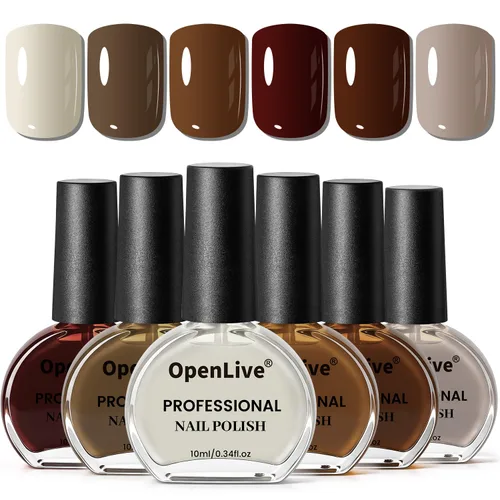 Miniatura 13 de OpenLive Juego de 12 esmaltes de uñas con combinación de 10 colores, 2 capas base y superior, esmalte de uñas de secado rápido de larga duración