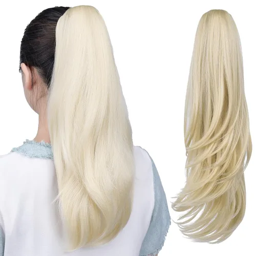 Miniatura 192 de Extensiones de cola de caballo de cabello rubio, extensiones de cola de caballo para mujer, pinza de extensiones de cabello rizado de 12 pulgadas