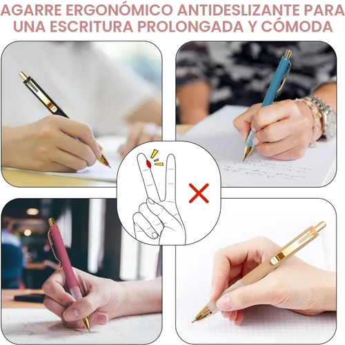 Miniatura 3 de Linbsunne Bolígrafos negros de punta media de 0.039 pulgadas con agarre súper suave para hombres y mujeres, bolígrafos retráctiles