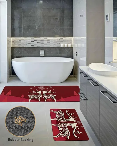 Miniatura 5 de Tapete de baño de Navidad para bañera, antideslizante, de secado rápido y absorbente, tierra de diatomeas, fregadero, dormitorio, cocina, lavable