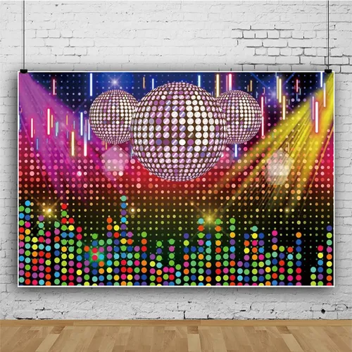 Miniatura 2 de AOFOTO Telones de fondo de bolas de discotecas de 5 x 3 pies para fotografía con luces brillantes de colores, manchas de neón para sesión de fotos