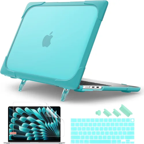Miniatura 18 de Batianda Funda resistente para MacBook Air de 15 pulgadas 2026 M5 2025 M4 2024 2023 versión modelo A3448/A3241/A3114/A2941, soporte plegable Caqui
