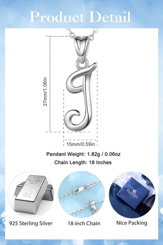 Miniatura 231 de EUDORA Collares de plata esterlina con inicial para mujer, regalos clásicos de 26 letras sin cuello para niñas, hermana, madre hija, cadena de 18
