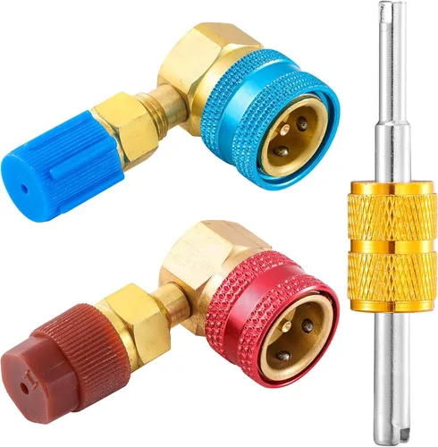 Adaptador R1234YF a R134A, 90 grados R134a a R1234yf Adaptadores Laterales de alta y baja presión Kit de acopladores rápidos R1234yf, adaptadores de