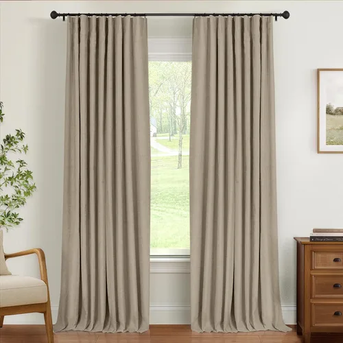 Miniatura 41 de INOVADAY Cortinas térmicas para puerta corredera 100% opacas para dormitorio, cortinas de puerta corrediza de vidrio extra anchas para patio, lino
