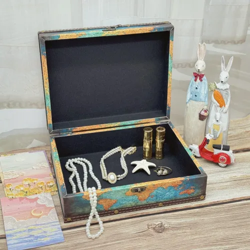 Miniatura 5 de Caja del tesoro vintage de madera + piel sintética, caja de joyería, caja de recuerdos, caja de recuerdos, caja de recuerdos, regalos para niños
