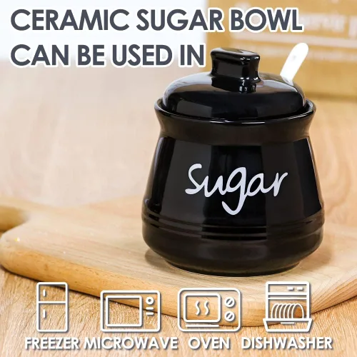 Miniatura 6 de Azucarero de porcelana con tapa y cuchara, tarro de almacenamiento de azúcar de cerámica de 12 onzas, contenedor de azúcar para el hogar y la cocina