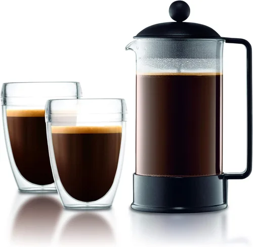 Miniatura 7 de Bodum Cafetera de prensa francesa Brazil de 34 onzas, vidrio de borosilicato resistente al calor, negro - Fabricado en Portugal