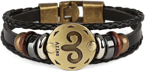 Miniatura 2 de Hamoery Pulsera de cuero de aleación punk para Constellation trenzada pulsera pulsera brazalete