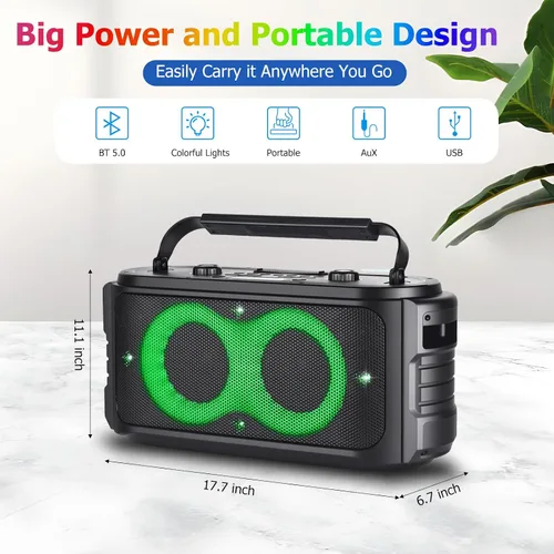 Miniatura 3 de Altavoz Bluetooth Portátil 300W Pico Sonido Grande Potente Fuerte Graves Profundos Boombox Inalámbrico Grande con Subwoofer DSP Luz LED para Fiestas