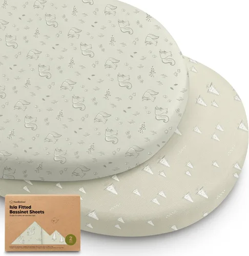 Miniatura 19 de Paquete de 2 sábanas de moisés para bebé niña y niño - 33x17 viscosa derivada de bambú, sábanas ajustables para colchón de moisés junto a la cama