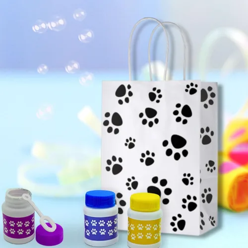 Miniatura 5 de Paquete de 24 botellas de burbujas con estampado de patas, mini burbujas de 1 onza líquida, recuerdos de fiesta de perro de patas, rellenos