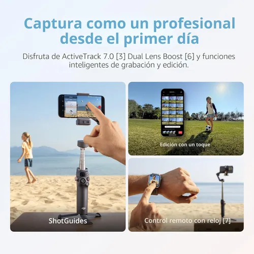 Miniatura 8 de DJI Osmo Mobile 8 Advanced Tracking Combo Gimbal Stabilizer para teléfono, seguimiento nativo de IA con audio e iluminación, rotación panorámica