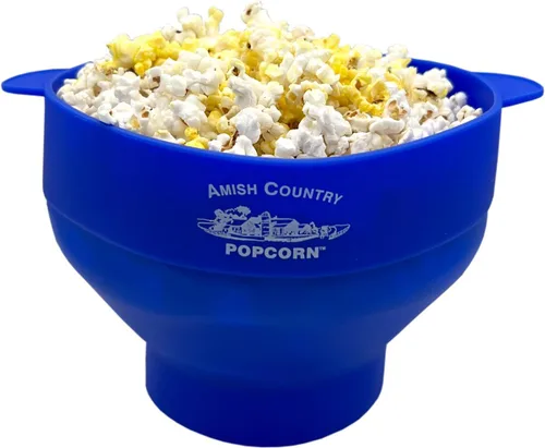 Amish Country Popcorn | Popper plegable de silicona para microondas con logotipo ACP personalizado | Tazón de palomitas de maíz sin BPA y PVC con