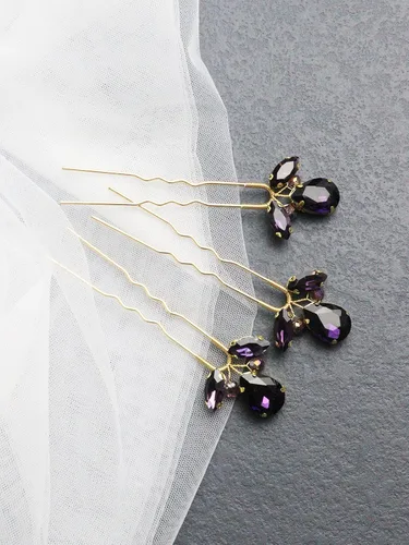 Miniatura 7 de 3 horquillas para el pelo de boda con diamantes de imitación, para novias, hecho a mano, accesorios para el cabello de mujer, accesorios