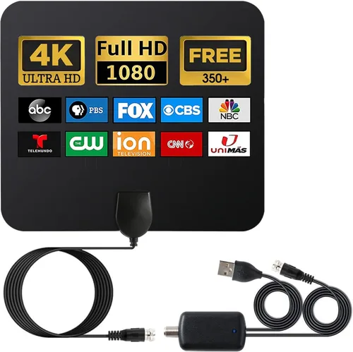 Miniatura 10 de Antena de TV digital HD mejorada 2025 para interiores para Smart TV, amplificador de largo alcance de más de 980 millas, amplificador de señal de TV