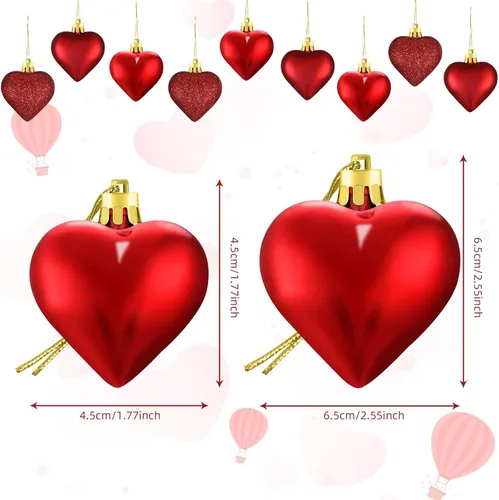 Miniatura 2 de Adornos de corazón para el día de San Valentín: 3 adornos con forma de corazón para árbol de Navidad y para colgar como decoración en el día de San