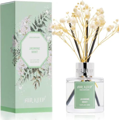 Miniatura 15 de Airkeep Juego de difusor de junco, 3.38 onzas líquidas (3.4 fl oz), difusor de aceite de niebla marina y sal marina con 8 varillas de caña, difusor