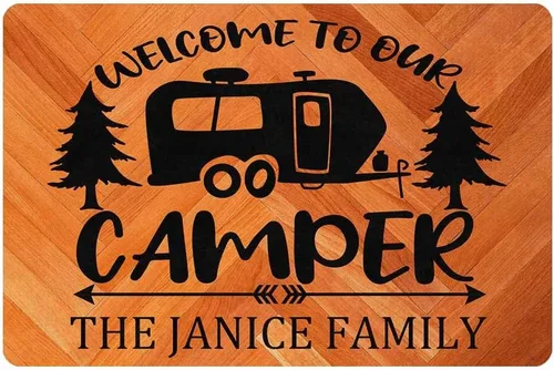 Miniatura 14 de Alfombras de camping con nombre personalizado, bienvenido a nuestra caravana, alfombrillas para exteriores, antideslizantes, coloridas, alfombra