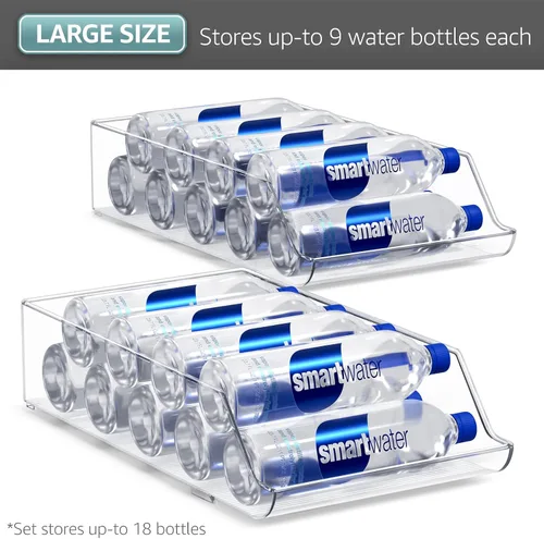 Miniatura 7 de Sorbus Paquete de 2 organizadores de botellas de agua y latas, soporte para bebidas para refrigerador, despensa, almacenamiento y organización