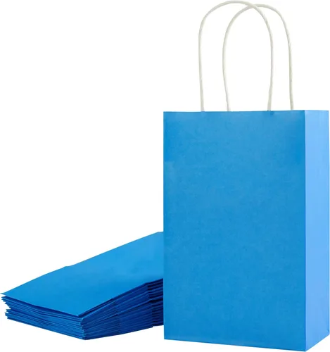 Miniatura 16 de SUNCOLOR Paquete de 12 pequeñas bolsas de regalo negras con asas, bolsas de papel de 8 pulgadas para recuerdos de fiesta, cumpleaños, Halloween