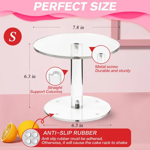 Miniatura 2 de WILLSIN Soporte de tarta acrílico, soportes de tarta redondos para mesa de postres, soporte de cupcakes transparente para fiesta de cumpleaños