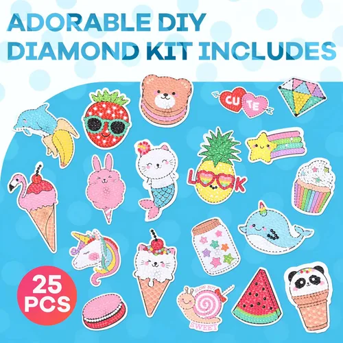 Miniatura 5 de Cymbana Kit de calcomanías de diamantes de pintura 5D, 25 piezas de diamantes y puntos, artes y manualidades para niños de 6 a 8 a 12 años, contiene